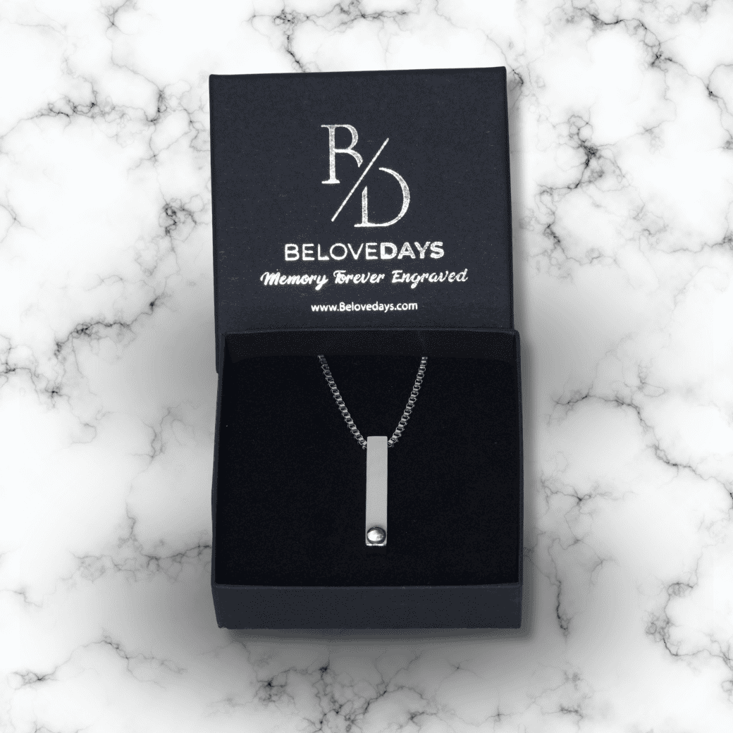 Beloved Necklace 3D Rectangular For Men (Stainless Steel)